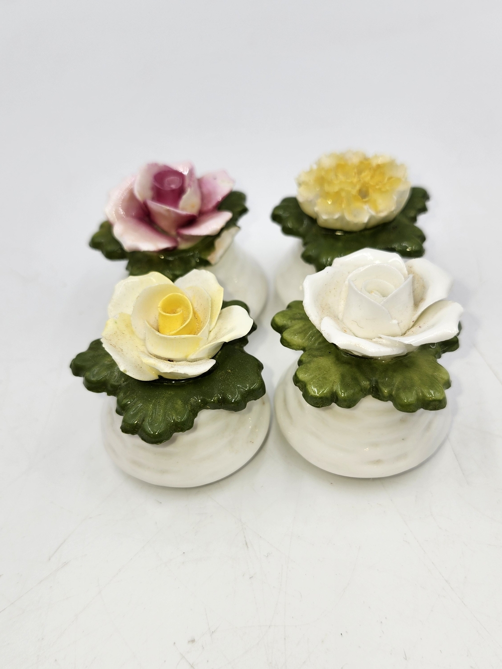 Aynsley English Bone China Rose Salt & Pepper Shakers Flower Figurine Rose